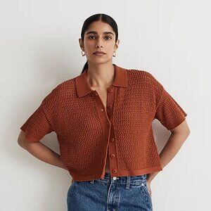 Madewell Crochet Button Down Sweater Tee Size XS